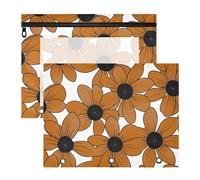 aidingzhi Pencil Bags With Smooth Zippers 3 Hole Punch for A4 Paper Letter 2 Pack Teacher Class Black-eyed Susan Simple Line Art Valentinesnes Coffee