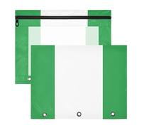 aidingzhi Pencil Box Multi-Purpose 3 Hole Punch for 3 Rings Binder 2 Pack Students Art Supplies Storage Nigeria Flag Nigerian National Green