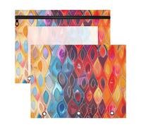 aidingzhi Pencil Box With 3 Reinforced Grommets Plastic File Folder for A4 Paper Letter 2 Pack Students Class Giclee Glow Flame Giclee Droplet