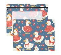 aidingzhi Pencil Box With 3 Reinforced Grommets Storage Bag for 3 Rings Binder 2 Pack Students Home Cartoon White Cute Duck Navy Blue