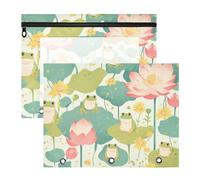 aidingzhi Pencil Box With Smooth Zippers Pen Holder Case for A4 Paper Letter 2 Pack Students Back To School Fresh Spring Cute Frogs flower