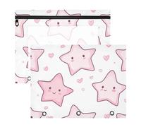 aidingzhi Pencil Box With Smooth Zippers Pocket Folders for A4 Paper Letter 2 Pack Students Class Cartoon Cute Peach Love Heart