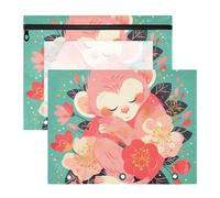 aidingzhi Pencil Box With Zipper 3 Hole Punch for A4 Paper Letter 2 Pack Students Classroom Supplies Spring Color Cute Monkey