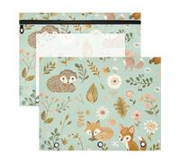 aidingzhi Pencil Box With Zipper 3 Hole Punch for A4 Paper Letter 2 Pack Teacher Storing School Students Teacher Supplies Cartoon Fresh Safari Animals