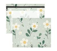 aidingzhi Pencil Case Adorable 3 Hole Pocket for A4 Paper Letter 2 Pack Students Office Summer Green Little Flowers
