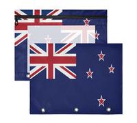 aidingzhi Pencil Case Sturdy 3 Rings Pocket for 3 Rings Binder 2 Pack Teacher Office New Zealand Flag Zealander Kiwi National Blue