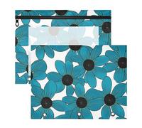 aidingzhi Pencil Case With 3 Reinforced Grommets 3 Hole Punch for 3 Rings Binder 2 Pack Teacher Class Black-eyed Susan Simple Line Art Valentinesnes Cyan