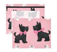 aidingzhi Pencil Case With 3 Reinforced Grommets 3 Hole Punch for A4 Paper Letter 2 Pack Teacher Storing School Students Teacher Supplies Black Scottish Terrier Silhouettes Paw