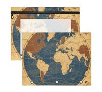 aidingzhi Pencil Cases 3-Holes Pocket Folders for A4 Paper Letter 2 Pack Teacher Class Ancient World Map