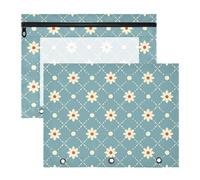 aidingzhi Pencil Cases Portable 3 Hole Pocket for 3 Rings Binder 2 Pack Teacher Office Blue Cute Cartoon Small Flowers White