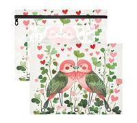aidingzhi pencil pouches Adorable 3 Hole Punch for 3 Rings Binder 2 Pack Students Office Valentine Clover Flowers Love Bird