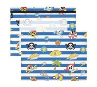 aidingzhi pencil poucheses Clear Plastic File Folder for A4 Paper Letter 2 Pack Teacher Back To School Blue White Striped Pirate Skull