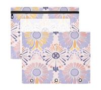 aidingzhi pencil poucheses With Zipper 3 Hole Punch for A4 Paper Letter 2 Pack Teacher Art Supplies Storage Soft Lilac Flowers Pastel Peach