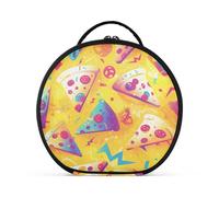 aidingzhi Pizza Mystery Yellow Travel Bag with Compartments & Handle stylish Make Up Bags For Women with adjustable dividers 11 IN