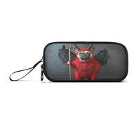 aidingzhi Playful Mischievous Bulldog Demon Nylon Pencil Bag For Teen High Capacity Zip Pencil Case Stationery for Preppy School Teacher