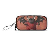 aidingzhi Playful Mischievous Bulldog Demon Nylon Storage Pen Case Pencil Bag Big Capacity Big Zipper Pencil Case School Stationery for High School Kids