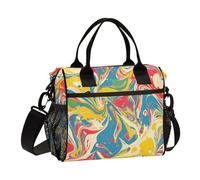 aidingzhi Pop Art Retro Tie-dye Pattern Lunch Box for Men with Side Pocket Large Lunchbox with Shoulder Strap Boys Work M