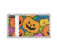 aidingzhi Pumpkin Art Doodle trifold tri fold wallet cool gifts cool colorful tri fold wallet with lanyard Christmas presento