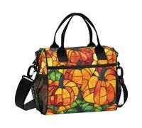 aidingzhi Pumpkins Thanksgiving Adult Lunch Box with Zipper Mens Lunchbox with Shoulder Strap Lady Travel S