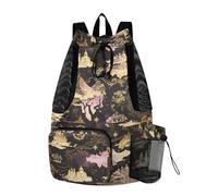 aidingzhi Purple and Gold Fairy Tale Castle Drawstring Bags For Men Women Camp Bag With Water Bottle Holder Wet and Dry Separation