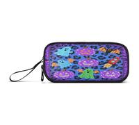 aidingzhi Purple-blue Leopard Print Halloween Pumpkin Nylon Pen Storage Bag High Capacity Pencil Cases For School Stationery Bag for Middle School Teen Boys