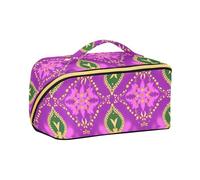 aidingzhi Purple Green Mystery Boho Cosmetics Bag with dividers Essentials Makeup Bag With Handle Vertical Free-Standing