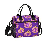 aidingzhi Purple Leopard-print Pumpkin Lunch Bags for Men Adjustable Lunch Box Tote with Shoulder Strap Teens College S
