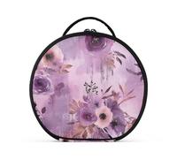 aidingzhi Purple Retro Ancient Flower Blooms Cosmetics Bag with Compartments & Handle Lightweight Travel Bags For Women with adjustable dividers 11 IN