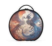 aidingzhi Red and Blue Ice and Fire Phoenix Makeup Bag Vertical Free-Standing Zipper Travel Cosmetic Bag For Women with adjustable dividers 11 IN