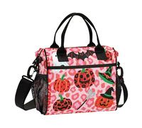 aidingzhi Red Glitter Leopard Print Halloween Lunch Box for Men Crossbody Cooler Lunch Bags with Shoulder Strap Woman College S