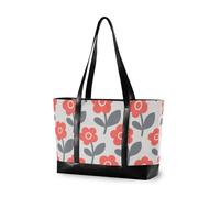 aidingzhi Red Gray Flower Handdraw classy briefcase bag with zipper tote for women work with tablet