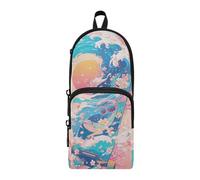 aidingzhi Retro 90s Skateboard Colorful Nylon 3 Compartments Pencil Bag School Multi-purpose and aesthetic Pencil Case For College School Stationery for Office