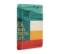 aidingzhi Retro Christian Jesus Faith leather mens slim wallet With ID Window RFID Blocking id card wallet for Men and Women