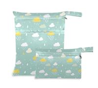 aidingzhi reusable bags for diaper 2 Pack wet bag for swimsuit with handles for baby diapers, daycare (Clouds)