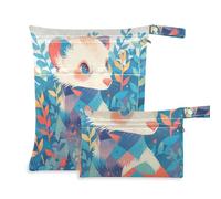 aidingzhi reusable clothes bag 2 Pack travel essentials for baby with handles for gym, yoga (Ferret Simple Colorful Modern)
