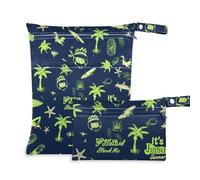 aidingzhi reusable dry bag waterproof 2 Pack diaper bag essential items with handles for pool, beach (Summer Green Blue Elements)