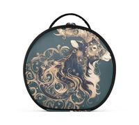 aidingzhi Saiga Black Gold Boho Style Makeup Bag Vertical Free-Standing Lightweight Makeup Bag With Handle with adjustable dividers 11 IN