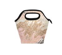 aidingzhi school lunch bag with Curved handle boys lunch box Reusable large cooler bag for Picnic School Champagne Peach Cheetah