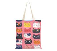 aidingzhi Simple Cartoon Cat Illustration Medium Canvas Tote Large Capacity Womens Canvas Tote Bag Grocery & Farmers Market 16"x15" school essential