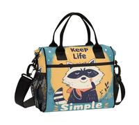 aidingzhi Simple Cute Raccoon Lunch Box for Women Eco-friendly Large Tote with Shoulder Strap Boys Kindergarten S