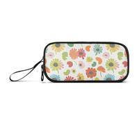 aidingzhi Simple Flowers Colorful Nylon Pen Case Pencil Bag High Capacity Art Pencil Case School Stationery for High School Teen Girls