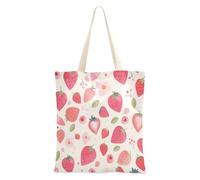 aidingzhi Simple Minimalist Peach Strawberries Tote Canvas Bag sturdy Canvas Totes For Women for Gym, Work, Shopping 16"x15" school essential