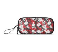 aidingzhi Skull Red Terrible Nylon Pencil Bags For Teen Girls Big Capacity Pencil Case For Girls School Stationery for Office Girls