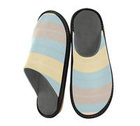 aidingzhi Slippers For Women Indoor Slippers Memory Foam Home Shoes House Shoes For Women Room, Soft Blue Yellow Solid Color Stripe, 8-8.5
