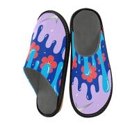 aidingzhi Slippers For Women Indoor Slippers Memory Foam Home Shoes Womens House Bed, Graffiti Art Flowers, 5.5/6