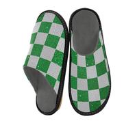 aidingzhi Slippers Women Slipper For Women Indoor Sleepers s Slippers House Woman'S Room, Fake Glitter Checkerboard Squares White Green, 4-5