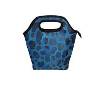 aidingzhi small lunch bag with Curved handle lunch box for men Reusable travel cooler bag for Work School Blue Leopard Print