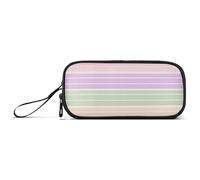 aidingzhi Soft Green Lilac Beige Color Stripe Nylon Pencil Bags For Kids Big Capacity Pencil Case For College School Stationery for Elementary Women
