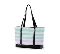 aidingzhi Soft Green Lilac Solid Color Stripe simple totes for women with zipper laptop tote bag for work for women work with diaper
