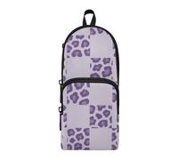 aidingzhi Soft Lavender Leopard Fur Print Nylon 3 Compartments Pen Pencil Bag Multi-purpose and aesthetic Large Pencil Case School Stationery for Elementary